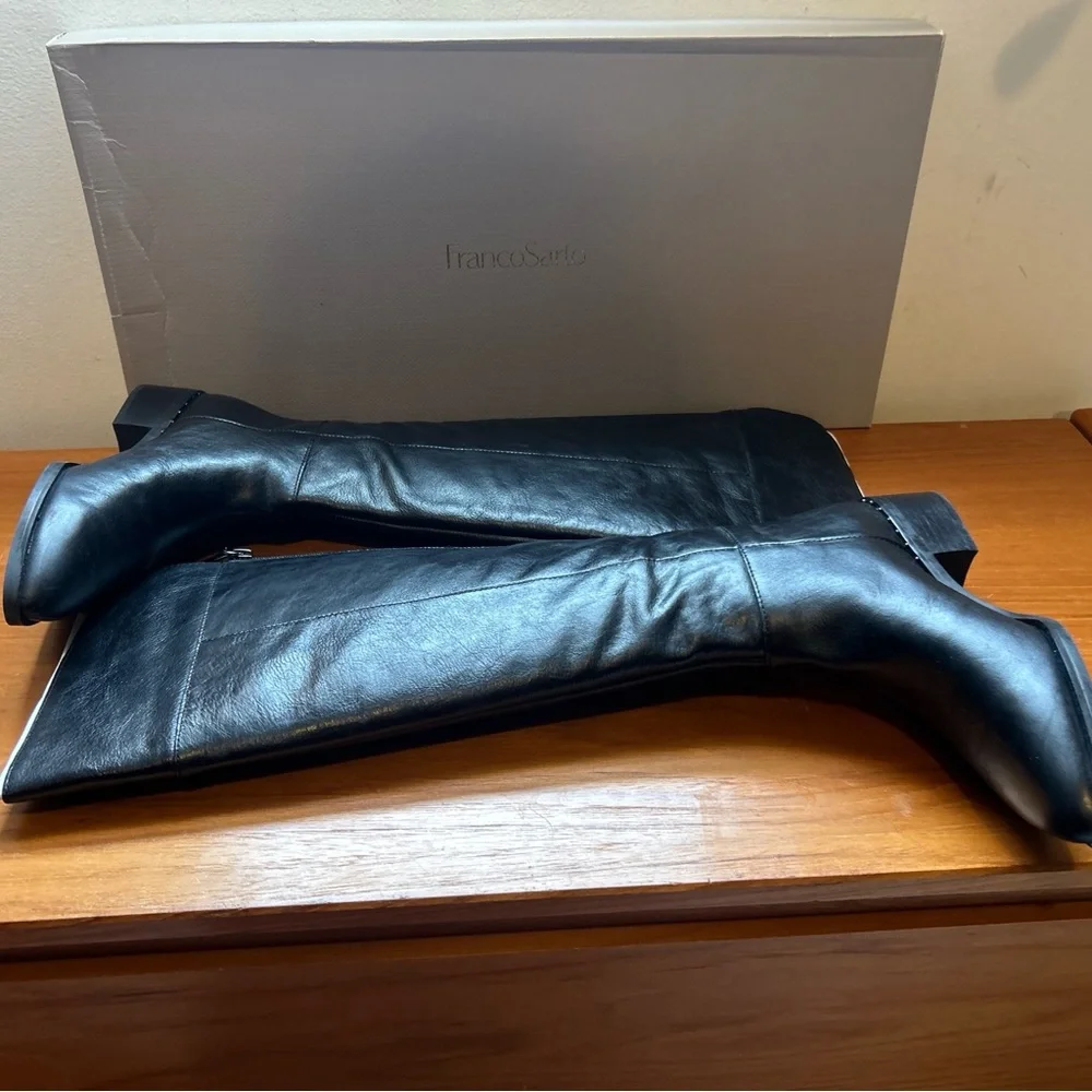 NEW IN BOX Franco Sarto Daya Tall Black Leather Boots SZ 8 1/2 - Picture 9 of 15